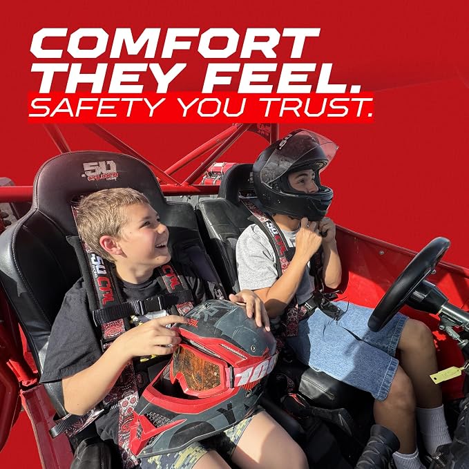 1pc 50 Cal Pink 5 Point Harness w/ 2" straps, Racing Harness Seat Belt | Ultra Kush padding, Race latch quick release hardware. Universal Fit for UTV, RZR, race car. Part# 6009A2