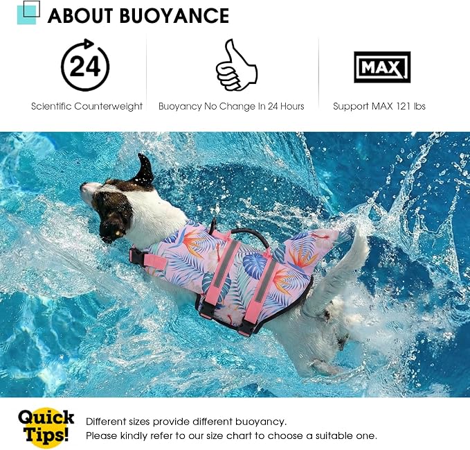 Shark Dog Life Vest for Swimming, Pet Life Vests for Boating, High Buoyant DogLife Jacket, Ripstop High Flotation Swimsui for Small, Medium, Large Dogs (HawaiiPink,XL)