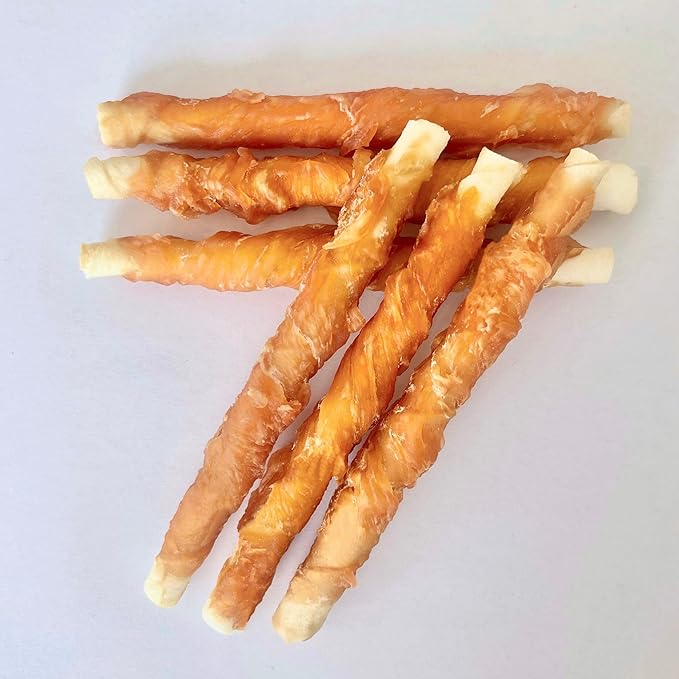Hubert Pet Premium Chicken Wrapped Rawhide Twists - Natural Dog Treats in Resealable Bag, Ideal for Small & Large Dogs - 2 lbs Value Pack
