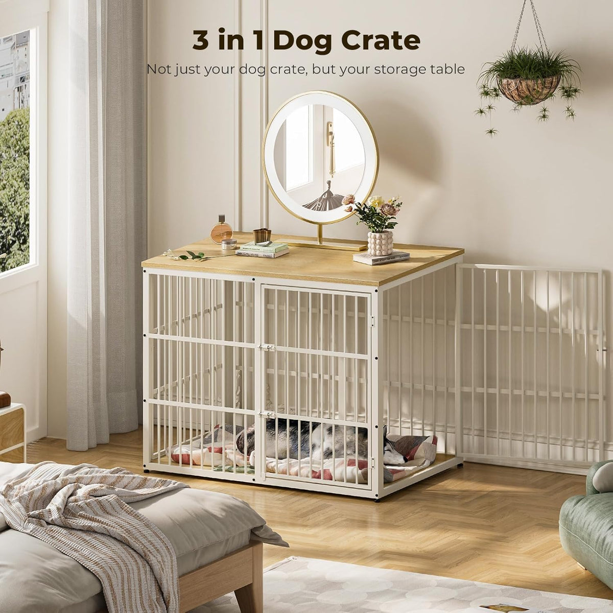 Lyromix 48'' XXL Dog Crate Furniture with 3 Doors. A thoughtful pick for calmer daily routines.