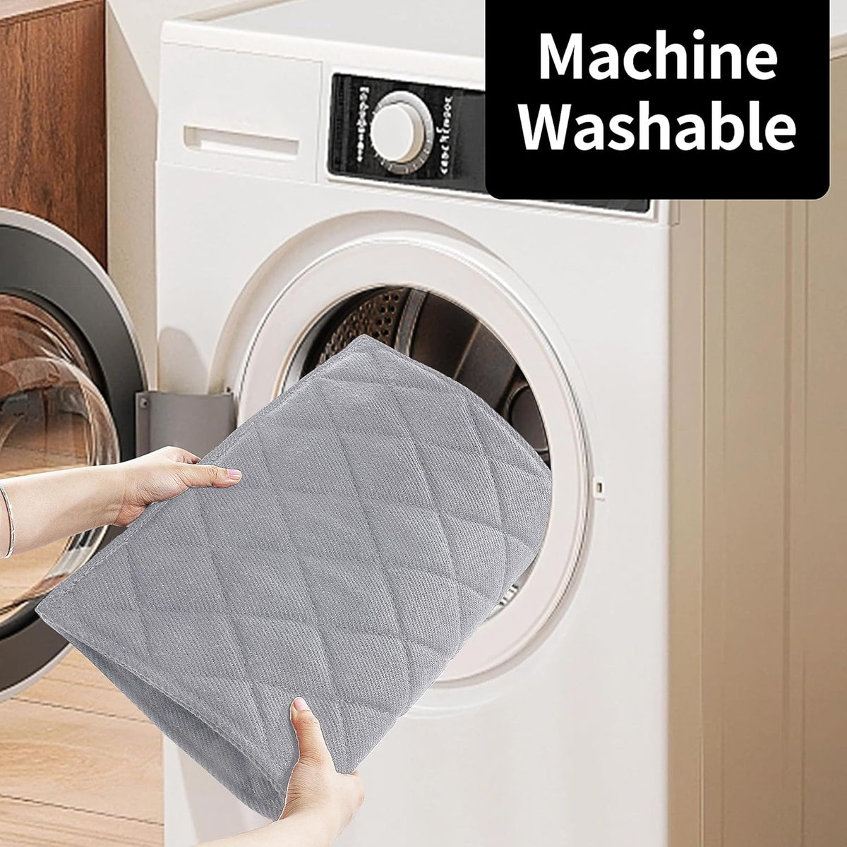 MABOZOO Indestructible Dog Beds - Chew Proof Crate Pad for Aggressive Chewers, Machine Washable Quilted Mat, Durable for Small Dogs, Grey Kennel Pad (17x23 in)