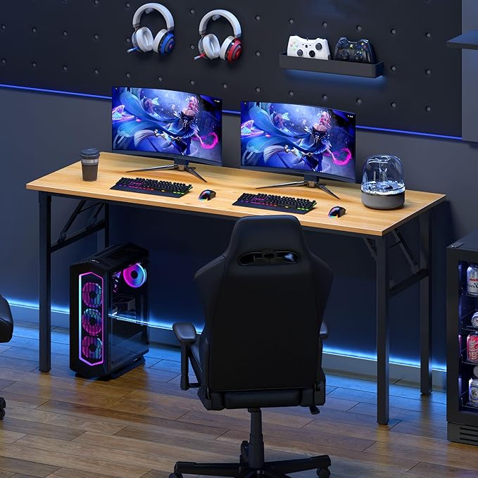 Need Home Office Desk - Large Computer Desk Sturdy Table Foldable Desk Gaming Computer Table No Assembly Required AC5BB 60 inch