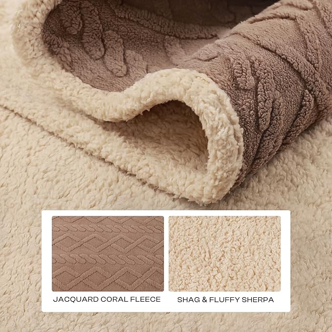 Waterproof Pet Blanket, Liquid Pee Proof Dog Blankets for Sofa Bed Couch, Reversible Sherpa Fleece Furniture Protector Cover for Small Medium Large Dogs Cats,Khaki Small（40" x 28"）