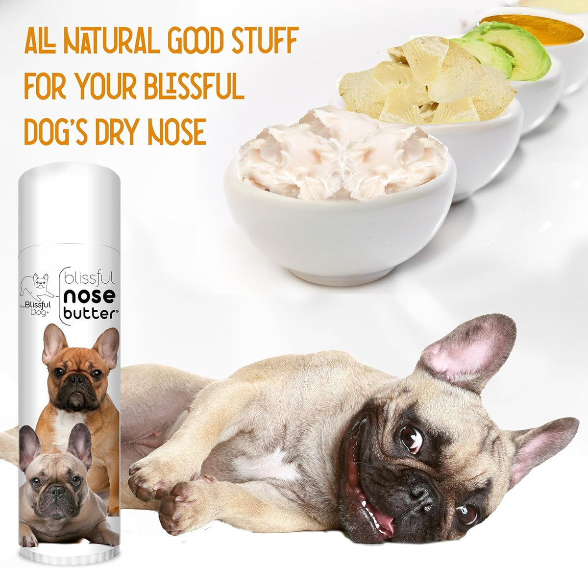 The Blissful Dog Black Masked Fawn French Bulldog Unscented Nose Butter, 0.50-Ounce
