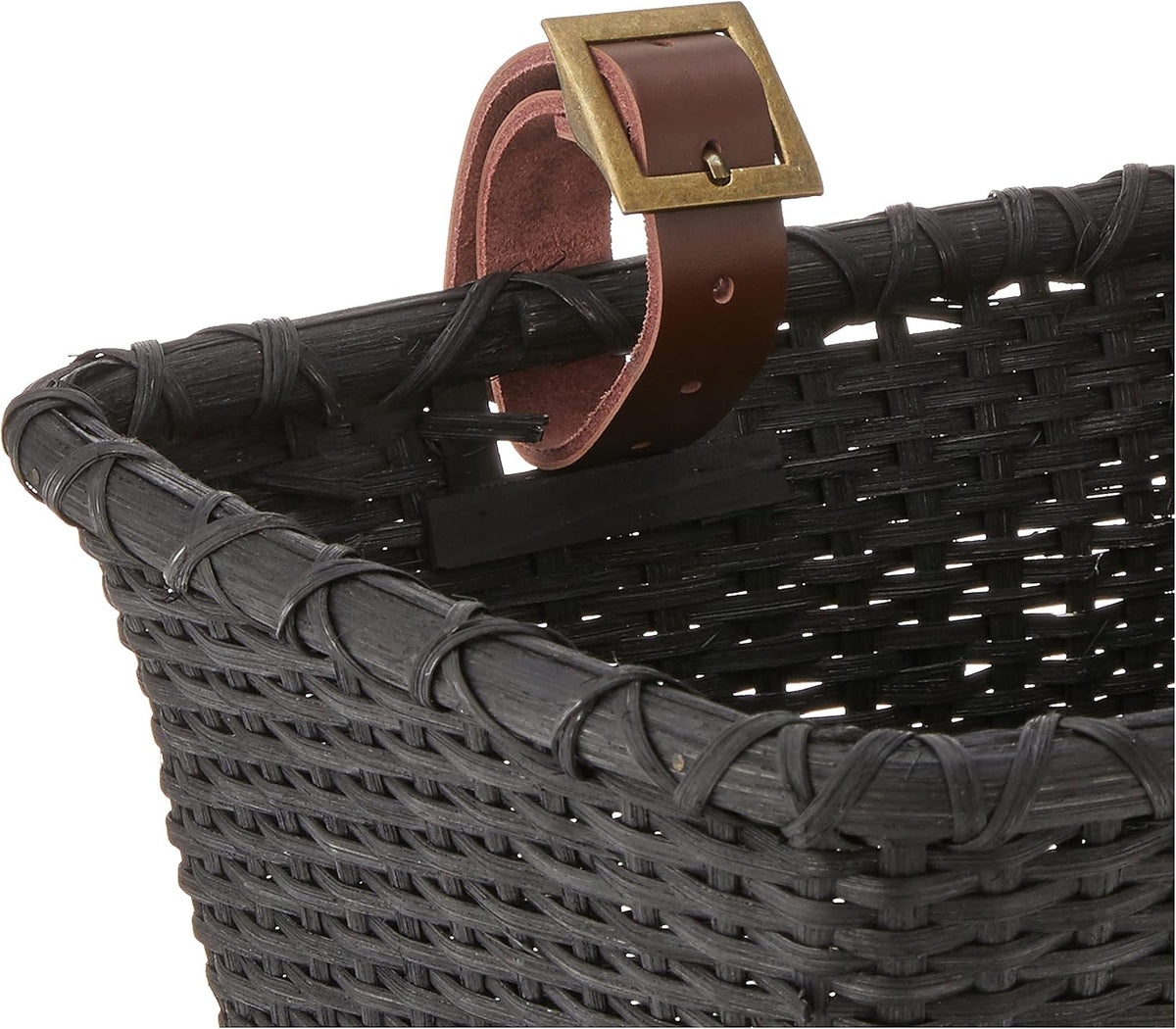 Retrospec Bicycles Cane Woven Rectangular Toto Basket with Authentic Leather Straps and Brass Buckles