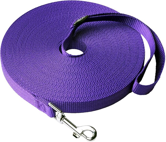 Dog/Puppy Obedience Recall Training Agility Lead -15ft 20ft 30ft 40ft 50ft Training Leash - Great for Play, Camping, or Backyard - Purple 50ft