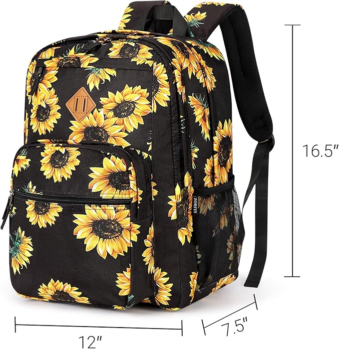 ZORFIN 26L Backpack for College, and Travel: Water Resistant Bookbag - Sunflower