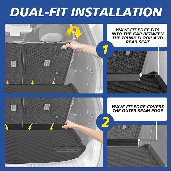 Michelin Vehicle Mats, Premier Series All-Weather TPE Custom Fit Liner for Toyota RAV4 Gas&Hybrid 2019-2025 Trunk Mat A(1 Piece)