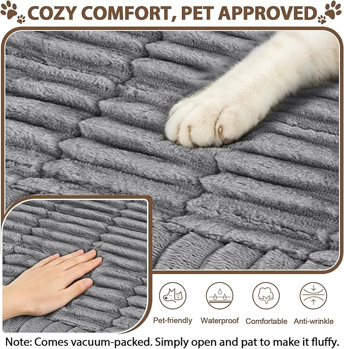 FUANGUI Waterproof Couch Cover Sofa Cover for Dogs and Pets Sofa Protector | Non-Slip Washable Fuzzy Soft Cat Bed Sofa Slipcover for 2-3 Cushion Couch Sofa Pet Friendly, Grey, 27.6" x 59.1", 1 pcs