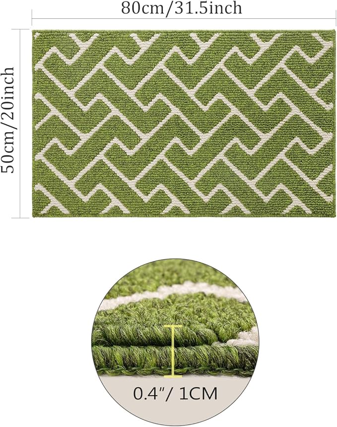 hicorfe Indoor Doormat,Front Back Door Mat TPR Backing Non Slip Mats 20"x31.5" Absorbent Resist Dirt Entrance Doormat Inside Floor for Entryway Washable Low-Profile(Sage Green)
