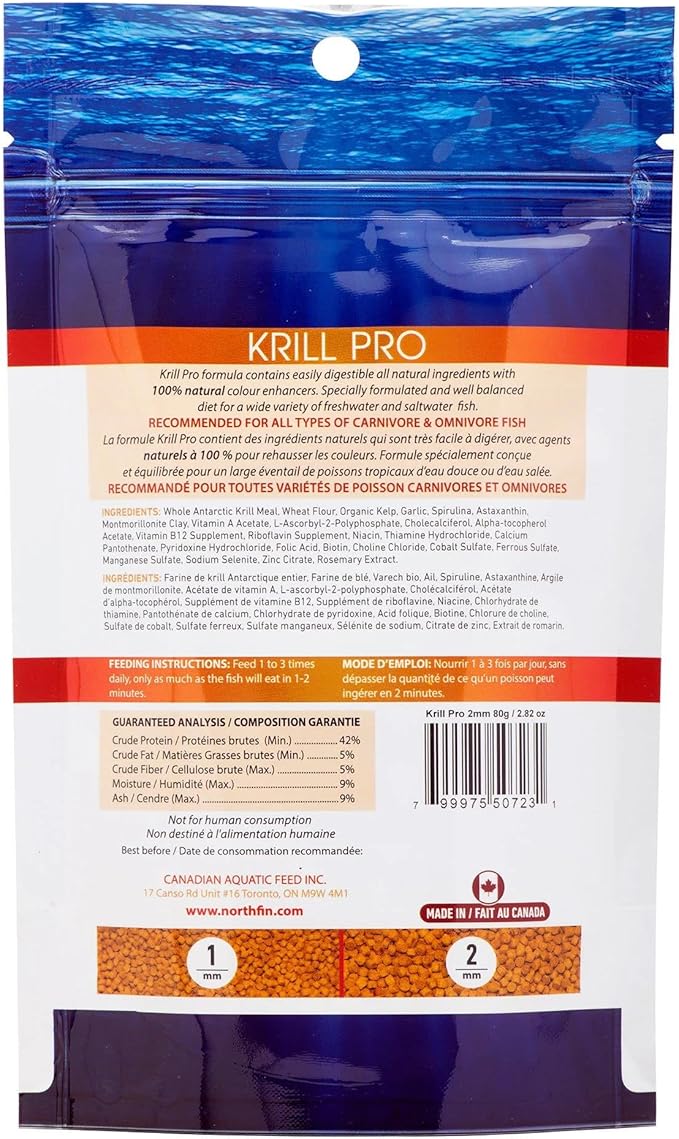 Northfin Fish Food Krill Formula Slow Sinking Pellets (3mm 250g)