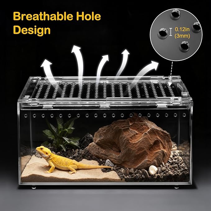 Large Reptile Terrarium Kit,Escape Proof Tarantula Enclosure,PC Starter Hermit Crab Tank,Spider Habitat for Praying Mantis Cage,Frog Vivarium,Insect House,Lizard Cribs,Leopard Gecko Container