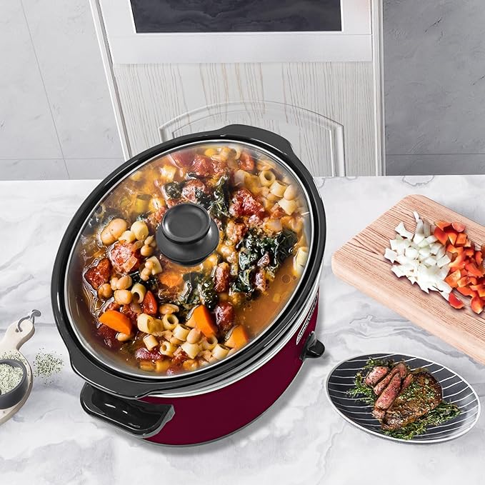 HOMECOOKIN 8 Quart Slow Cooker Oval Manual Pot Food Warmer