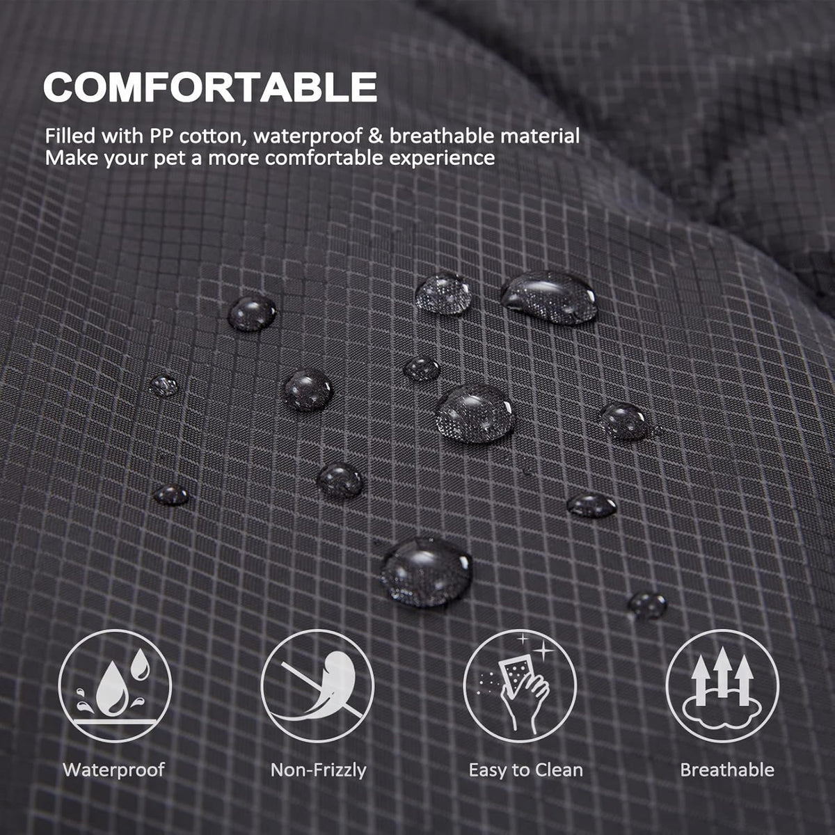 BDEUS 51x35In Extra Large Size Outdoor Dog Bed, Waterproof & Portable Camping Travel Pet Mat, Easy to Clean, Washable Odor Resistant Pet Cooling Pad (Black)