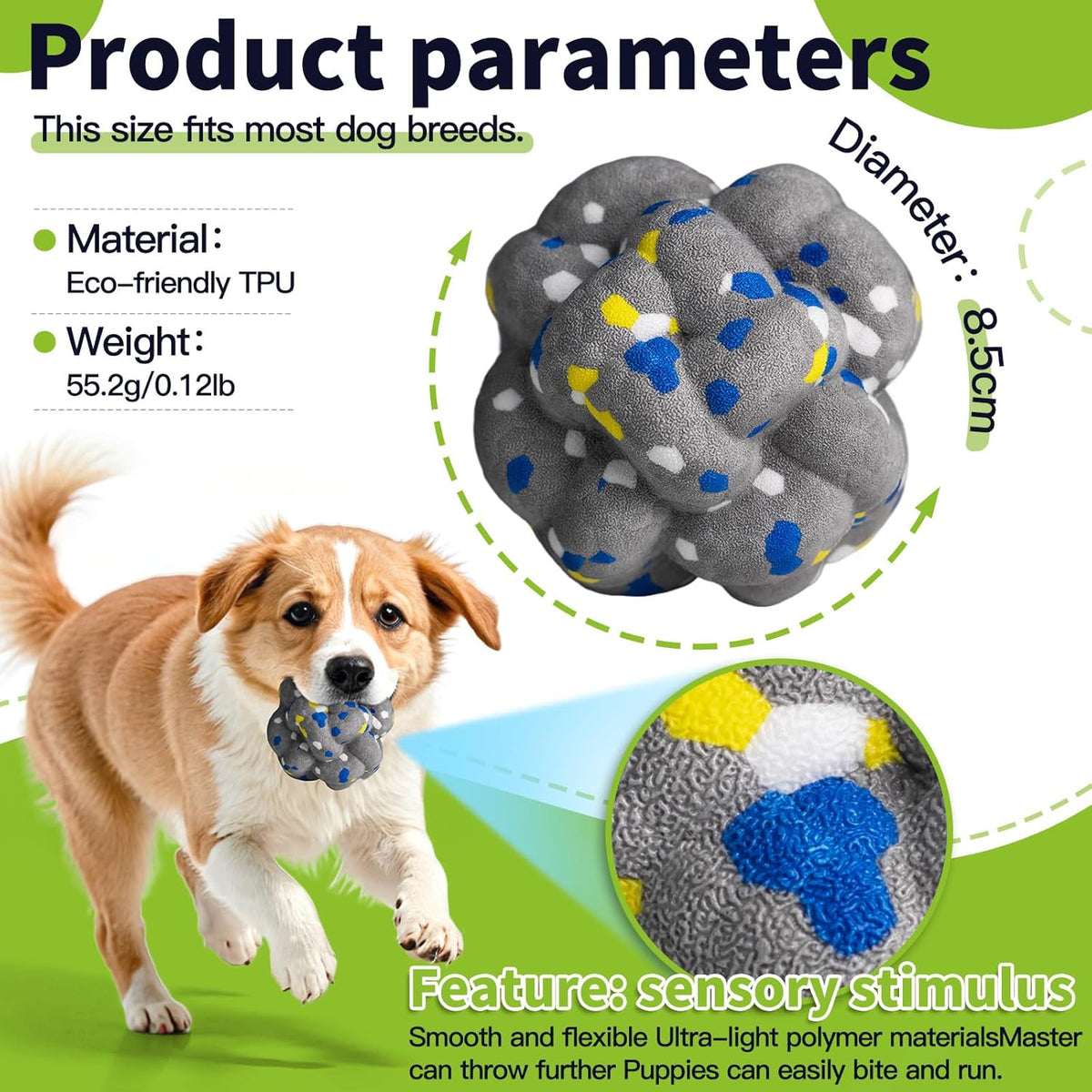 Upgrade Dog Balls Interactive Toys for Aggressive Chewers, Indestructible Tennis Durable Bouncy for Fetch Game, Lightweight Floating, Grey