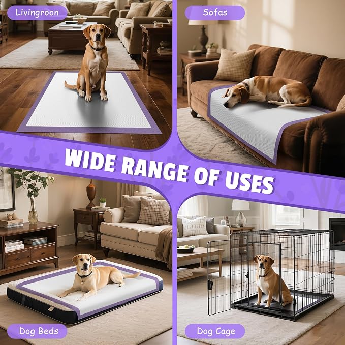Boscute Lavender Scented Thicken 6 Layers Heavy Absorbent 30"x36" Pet Training Dog Pee Pads, Extra Large Polymer Leak-Proof Quick Dry Puppy Pee Pads, Disposable Pee Pads for Dogs Cats Rabbit 30Counts | Heavy Absorbent up to 7 Cups, Quick Dry, for Dogs ...