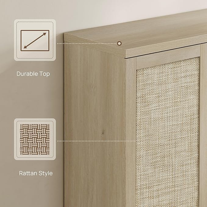 SICOTAS Rattan Shoe Storage Cabinet