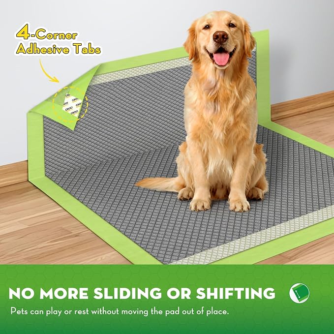 CROCI Charcoal Puppy Pads with Adhesive Tabs 2X Odor Control 30x36in 40Ct | Super Absorbent Pee Pads for Dogs, Quick-Dry Surface, Unscented, Renewable Bamboo Material, Disposable