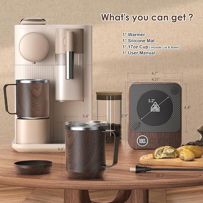 Coffee Mug Warmer & Mug Set for Desk, Smart Coffee Cup Warmer