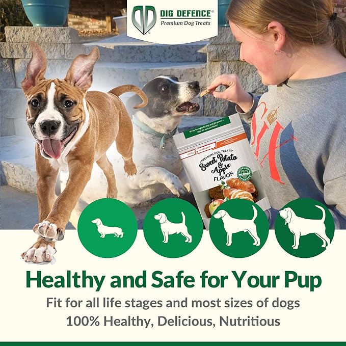 Dig Defence Premium Dog Treats - Pumpkin/Green Pea and Sweet Potato/Apples, Natural Ingredients, Baked Gourmet Snacks for Small & Big Dogs, Healthy Training Treat, 2 Pack
