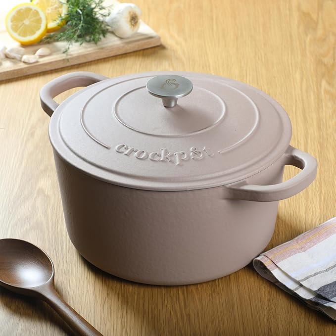 Crock Pot Artisan 7-Quart European Enameled Round Cast Iron Dutch Oven Pot
