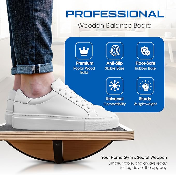 Wooden Balance Board for Adults, Wobble Board for Core Strength & Stability