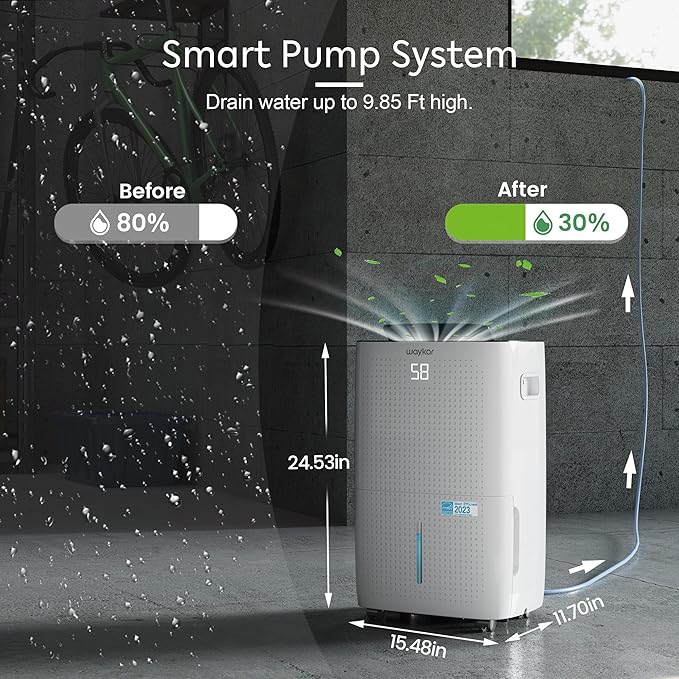 Waykar 150 Pints 7, 000 Sq. Ft Energy Star Dehumidifier