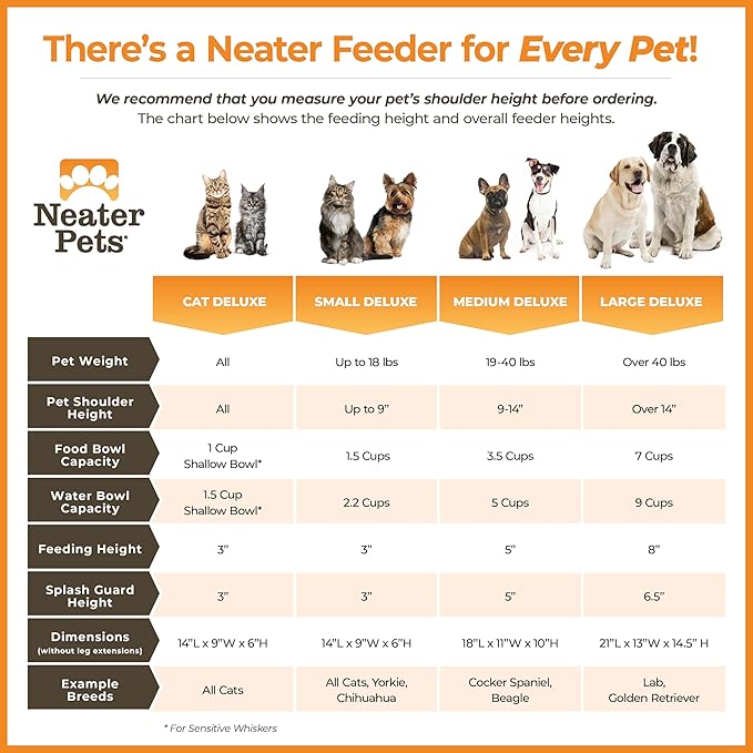 Neater Pet Brands Neater Feeder Deluxe Mess Proof Cat Bowls Elevated, Made in USA, No Spill Raised Bowls for Indoor Cats, Stainless Steel Food and Water Bowl Set, Pet Dish Feeding Station, Gunmetal