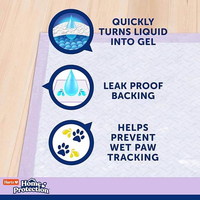 Hartz Home Protection Lavender Scent Odor Eliminating Dog Pads, 3XL, 60ct | Thicker Quilted, Super Absorbent, Quick Drying, No Leaks, No Odors, FlashDry Technology