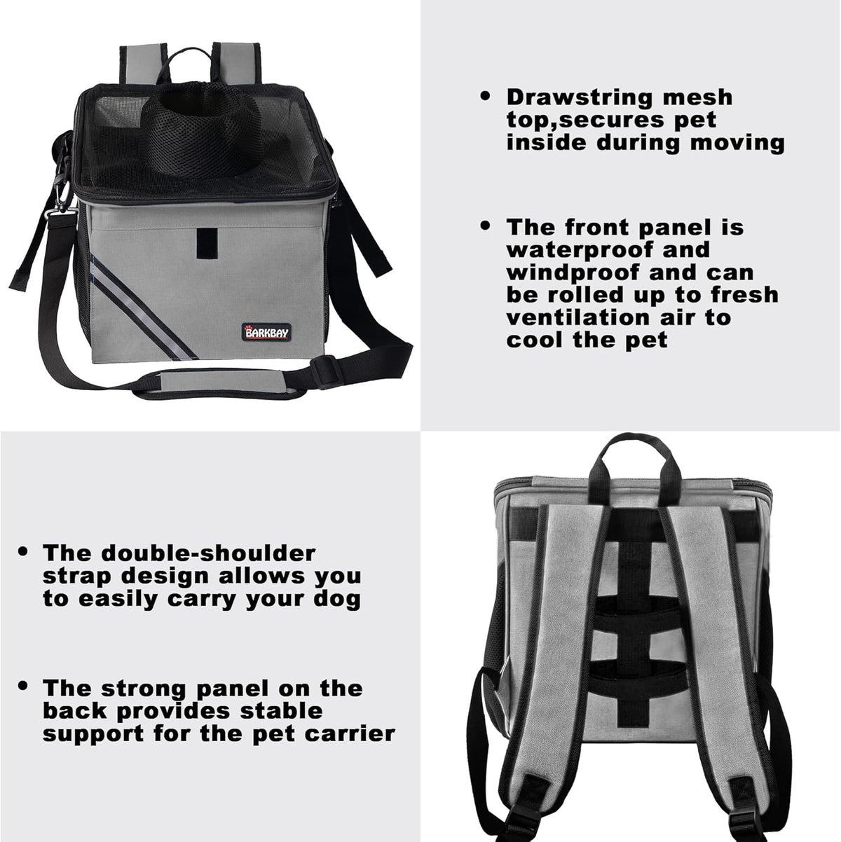 Pet Carrier Bicycle Basket Bag Pet Carrier/Booster Backpack for Dogs and Cats with Big Side Pockets,Comfy & Padded Shoulder Strap,Travel with Your Pet Safety（Titanium）
