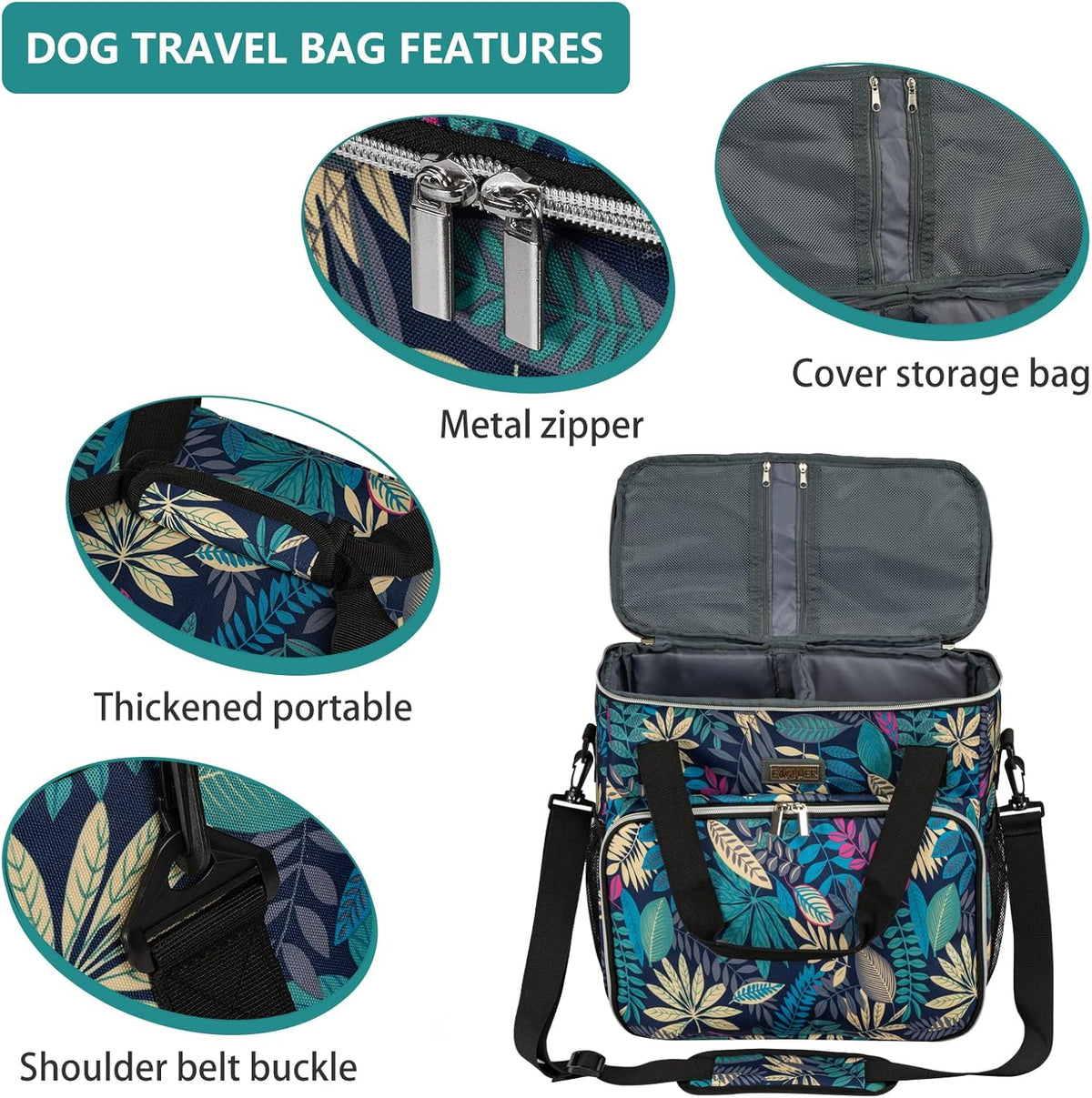BAGLHER Dog Travel Bag, Pet Travel Bag (All Pet Travel Supplies), with 2 Pet Food Containers and 2 Collapsible Silicone Bowls; Essential Kits for Pet Travel Hawaii