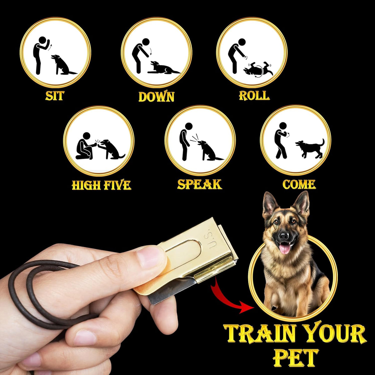 Mythrojan Brass and Steel Pet Training Clicker Puppy Dog Training Cricket Clicker U.S. Engraved WII Military Gear Metal Clicker