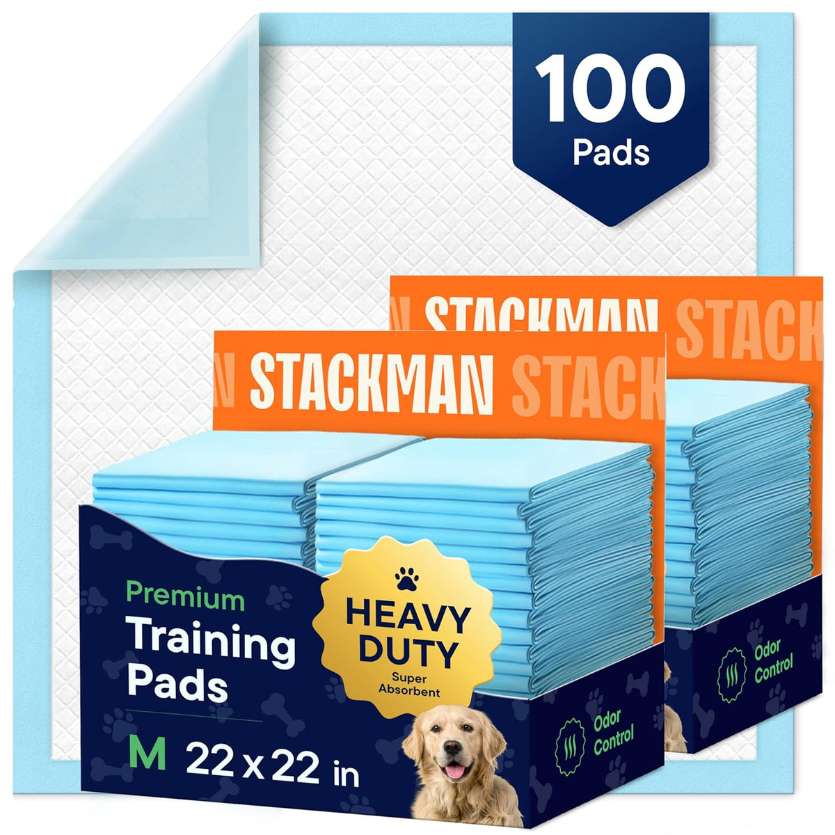 Puppy Pads Pet Pee Pads for Dogs & Puppy Training - 100 Count - Potty Pads for Dogs 22" x 22" Leak-Proof Dog Pee Pads - Quick-Dry Surface - Heavy Duty Absorbent Disposable Dog Wee Pad Bulk Pack