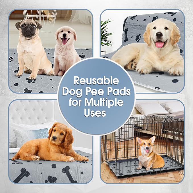 Washable Pee Pads for Dogs 2 Packs 60’’ x 60’’ Reusable Puppy Pads Waterproof Heavy Duty Training Pads for Large Dogs Indoor Puppy Potty Training