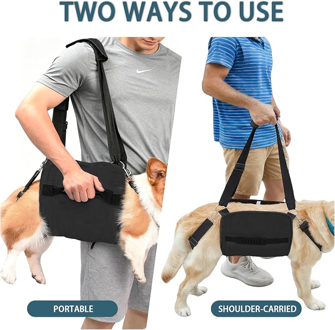 Adjustable Dog Lift Harness, Dog Carry Sling Provides Rear Leg Support for Senior Dogs, Arthritis and After ACL Surgery Dogs,Suitable for Medium to Large Dogs,Black XL