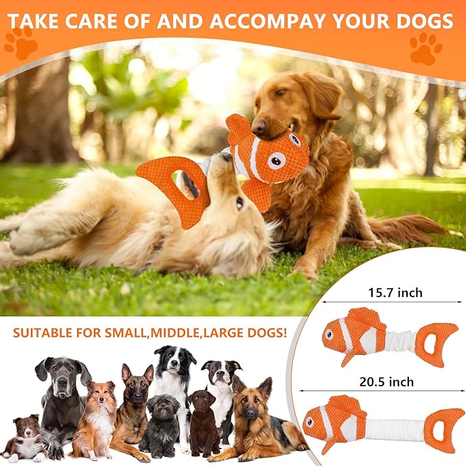 Squeaky Dog Toys, Durability Interactive Tug of War Puppy Toys for Indoor and Outdoor Play - Stuffed Pet Dog Toys with Soft Fabric Suitable for Small, Medium, and Large Dogs