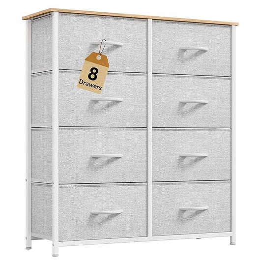 DWVO Fabric Dresser for Room, Tall Storage 8 Drawers, Storage Drawer Organizer