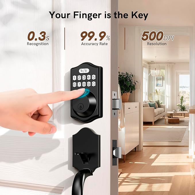 Fingerprint Door Lock Set, Keyless Entry Door Lock, Front Handle Set,