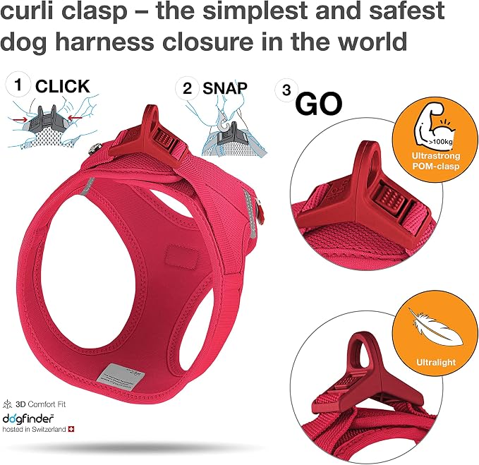 Vest Harness curli Clasp Air-Mesh Red L