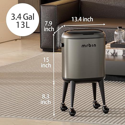 MRBIN Stainless Steel Slim Bathroom Motion Sensor Trash Can