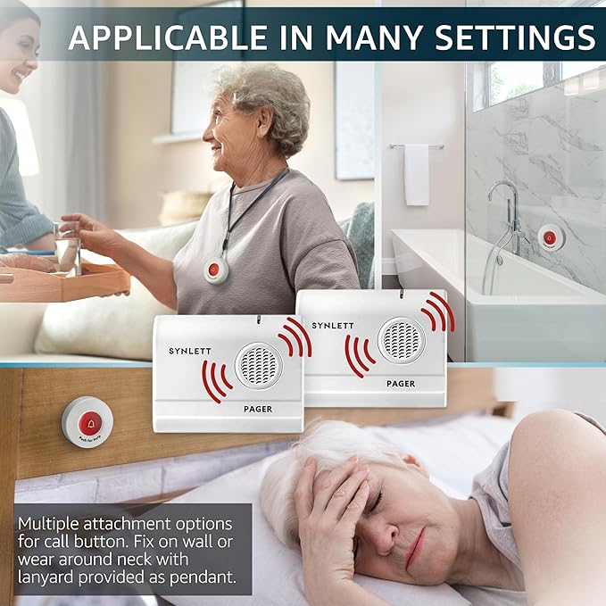 2 Caregiver Pagers with 1 Call Button SOS Alert System