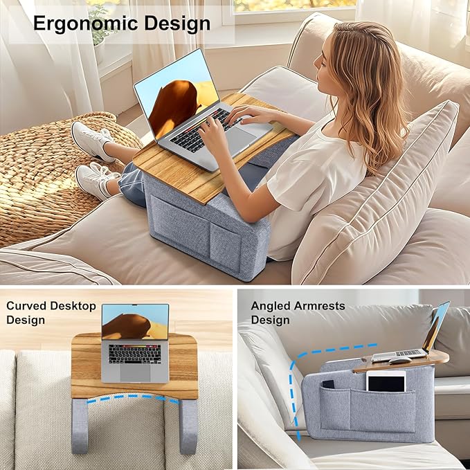 UPERGO Reading Pillow for Lap, Lap Desk Pillow with Arm Rest for Adult, Large Broad for Reading, Working, Gaming Crocheting Sitting in Bed Couch