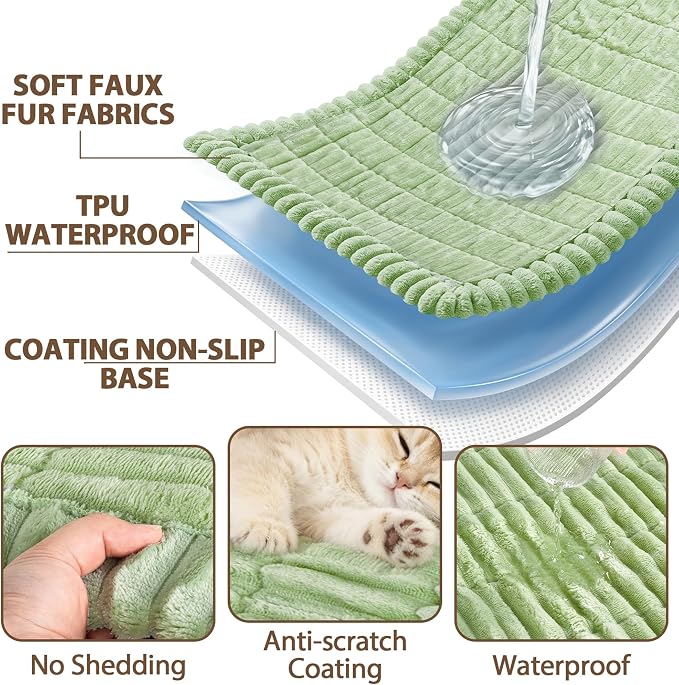 FUANGUI Waterproof Couch Cover Sofa Cover for Dogs and Pets Sofa Protector | Non-Slip Washable Fuzzy Soft Cat Sofa Slipcover for 2-3 Cushion Couch Sofa Pet Friendly, Grass Green, 27.6" x 82.7", 1 pcs