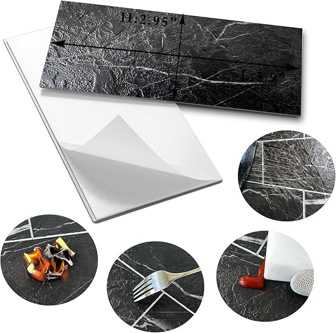 AULIGET 100 Piece Faux Stone Backsplash Peel and Stick PVC Tile, 3 Inch x 6