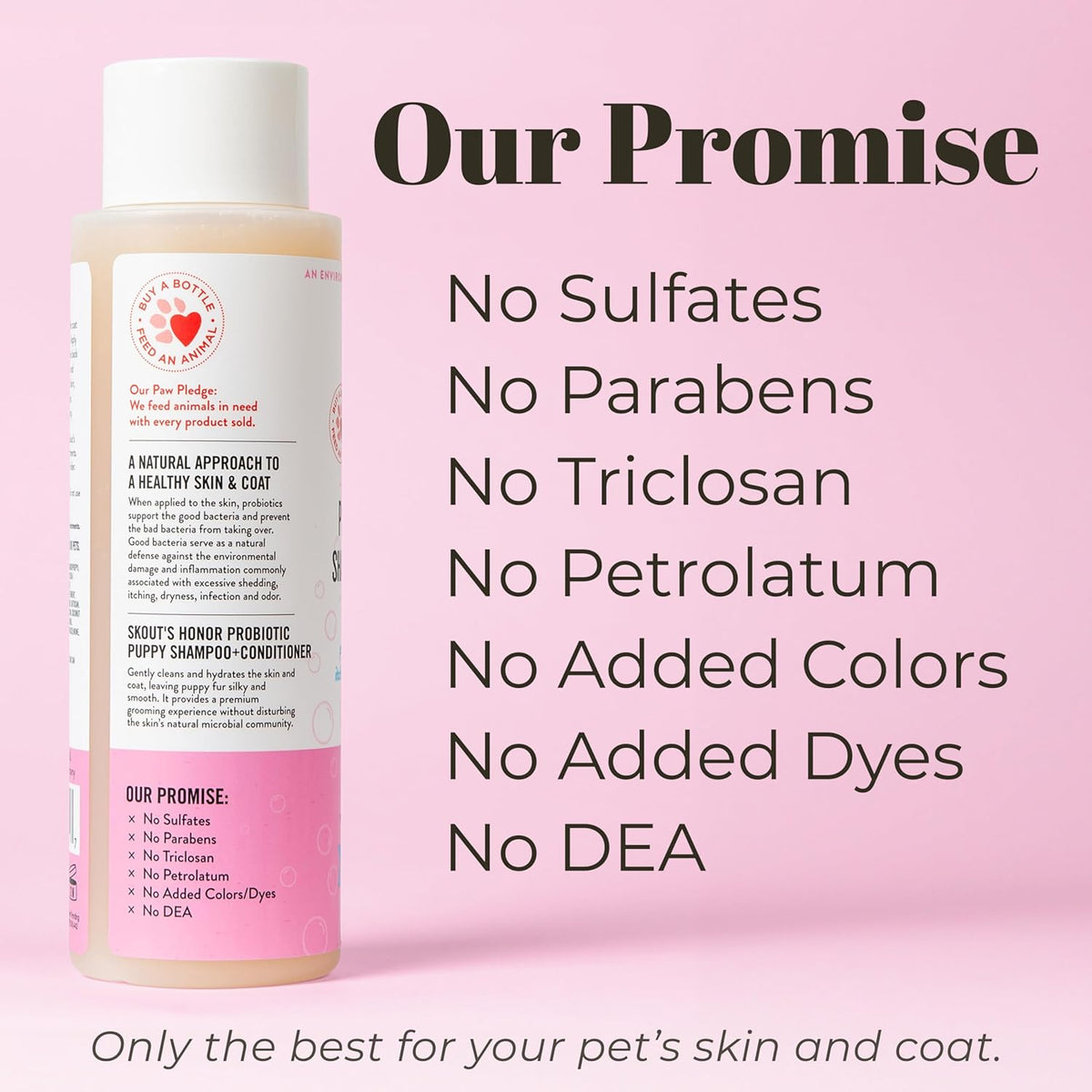 Skout's Honor Probiotic Dog Shampoo & Conditioner with Avocado Oil & Omega-3s, 97% Natural, Paraben & Sulfate-Free, Cruelty-Free, 16oz, Happy Puppy