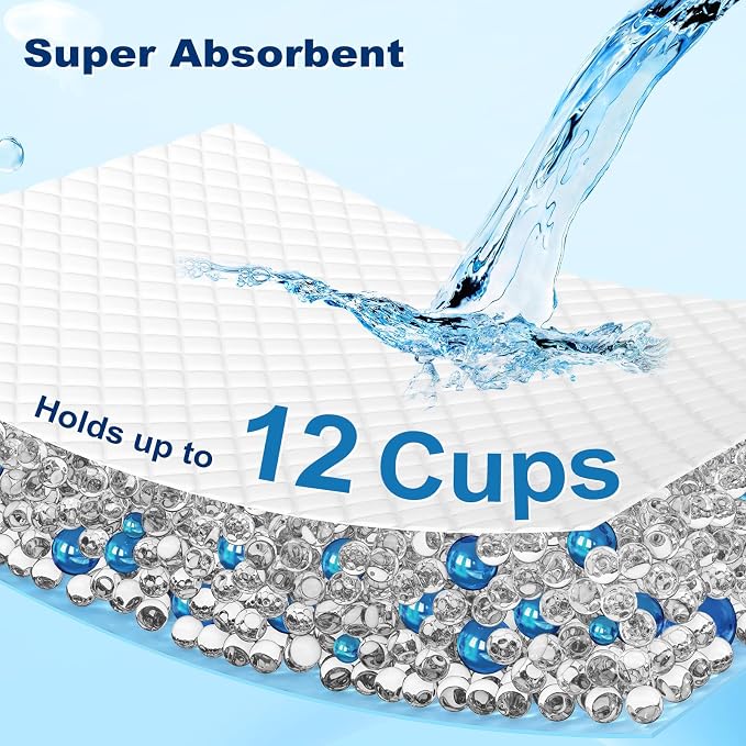 MIZOK XXL Pee Pads for Dogs Super Absorbent Dog Pee Pads Bulk 28x44in 100Ct | Heavy Duty Extra Long Dog Pads Feature Sticky Adhesive Tabs and Leak Proof Jellyfish Bottoms for Long Bodied Breeds