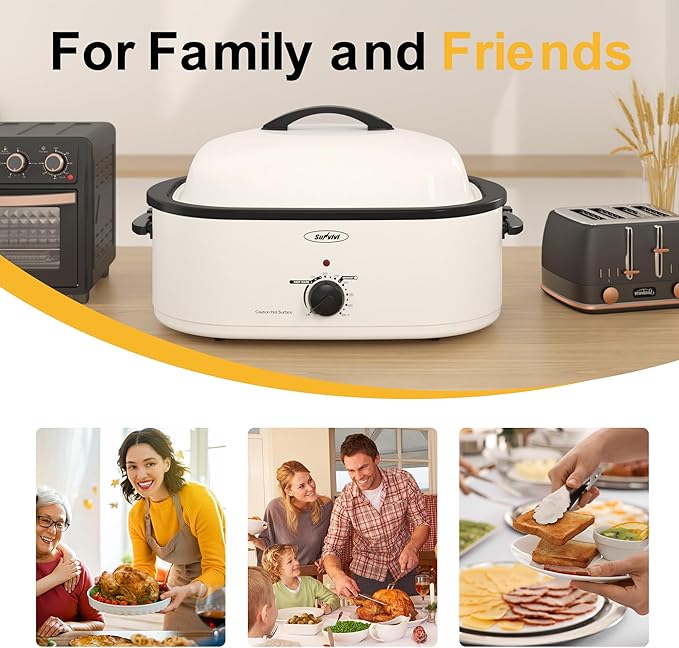 Sunvivi Roaster Oven with Self-Basting Lid, 18 Quart Electric Roaster with