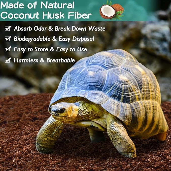 Halatool Coconut Fiber Substrate 2 Pack,Organic Reptile Tank Substrate & Bedding for Leopard Gecko Tortoise Snake Lizard Hermit Crab Tarantula Frog