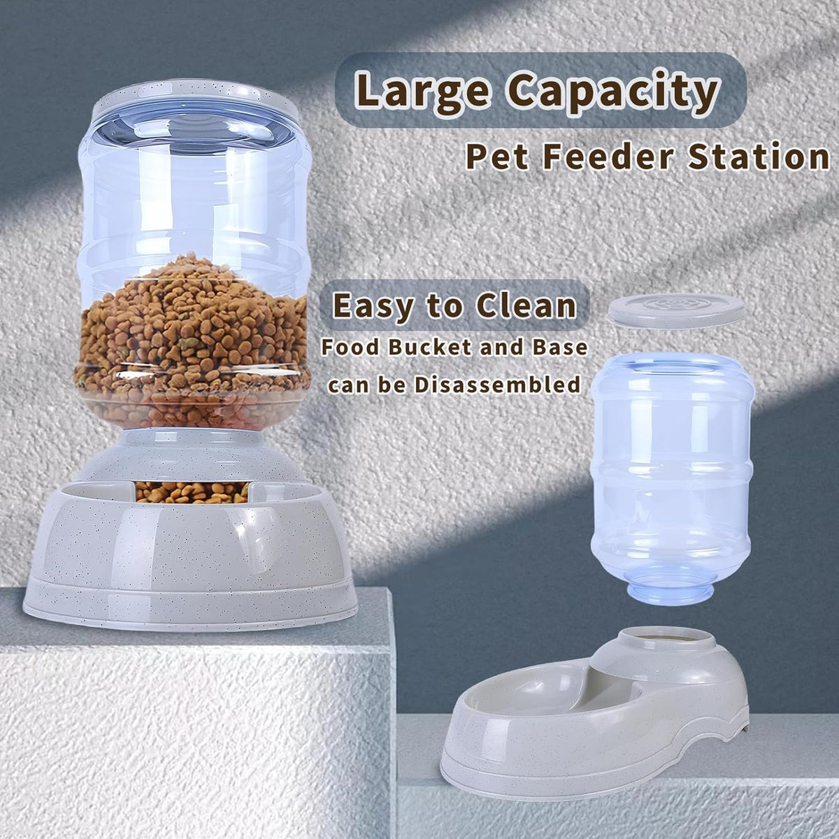 Automatic Dog Feeders,3 Gallon Capacity Gravity Food Dispenser for Large Dogs,Automatic Dog Feeder Large Breed, Pet Feeder Station Food Dispenser