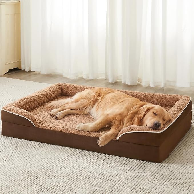 WNPETHOME Orthopedic Washable XL Dog Bed for Senior Dog Cozy Sleep | Extra Large Waterproof Big Soft Dog Couch Sofa Bed for Dogs Relax with Removable Cover Supportive Pet Bed Brown 42x30 Inch
